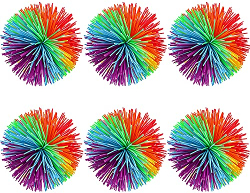 6 Stück Sensorik Bälle, Anti Stress Bälle, Puffer Ball, Rainbow Colourful Sensory Toy, zum Greifen Wuschelball, Stressball Erwachsene, Sensory Balls Baby