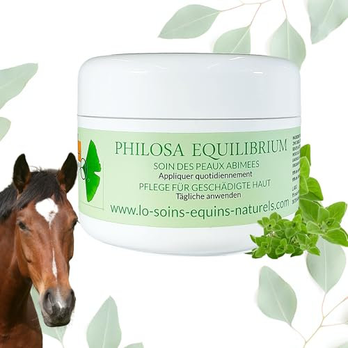 Philosa Equilibrium – Cuidado, bálsamo natural de las pieles dañadas (Gale de Lodo,...) para caballos – A base de plantas, caléndula, árbol de té, lavanda, orégano, aceite de Cade (250 ml)