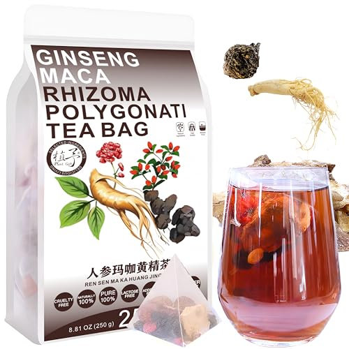 Plant Gift Rhizoma Polygonati Tea Bag 8.81oz (10g*25bags) baies de Goji, mûres, MACA, Ginseng, savon rouge, Chine pure et naturelle, mélange de santé thé, mélange de thé Floral 250g 人参玛咖黄精茶