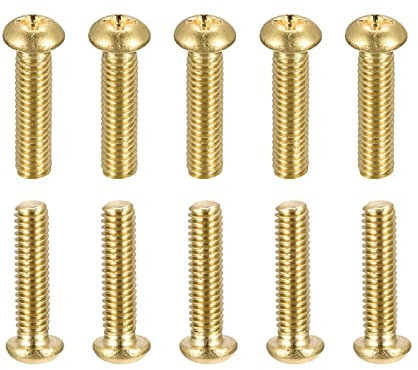 DTGN M4x16mm(DxL) Latón Phillips Máquina Tornillos - 12 Paquete - Bueno para Maquinaria Industria - Plana Cabeza Fijación Tornillo - Latón Tono