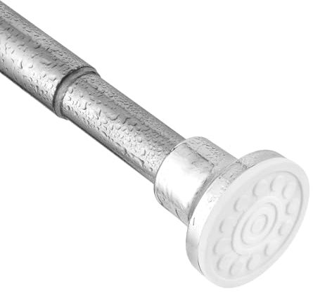 Shower Curtain Pole Silver, Adjustable Telescopic Shower Curtain Rod 72-255cm, Shower Curtain Rail No Drilling and Stainless for Bathroom, Window