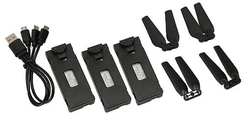 3PCS 3.7V 1800mAh Drone Battery with Propeller Blades for E88 E525 E99 E99PRO P1 K3 S1, Plug and Play RC UAV Battery