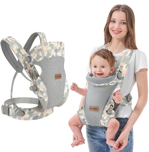 IULONEE Porte-bébés Harnais pour Nouveau-né à Tout-petit avec Soutien Lombaire Sac Porte-bébé Ergonomique Sac à dos Avant et Arrière Baby Carrier pour Bébés de 3-36 Mois Gris
