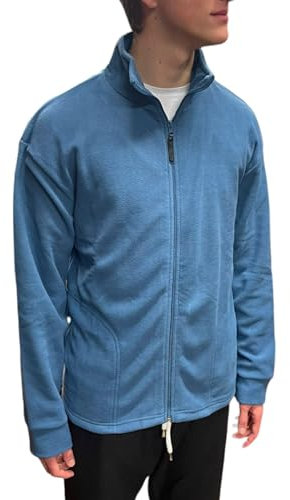 La Primula Verde Felpa Pile Uomo Invernale 270 grammi con Zip, Ideale Termica Uomo in periodi Invernali, Sotto Giacca Sci, Piumino, Lavoro, Giubbotto, M L XL XXL (Large, Avio)