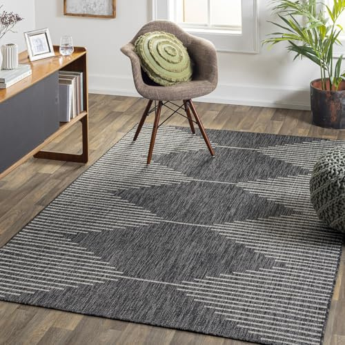 Livabliss Dolly Sevilla Indoor Outdoor Rug, Boho – 130x180 cm, Black & Grey