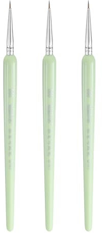 sourcing map 3pcs Detail Paint Brushes 6mm Pointed Tip Nylon Hair Miniature Painting Brush for Watercolor Oil Acrylic Painting(000#), Green
