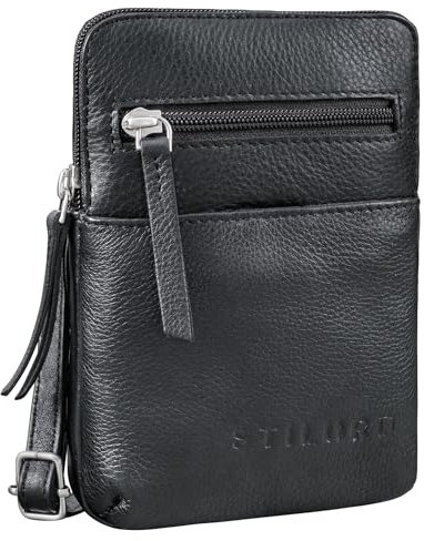 STILORD 'Indie' Piccolo Vintage Borsello Donna Uomo Tracolla Pelle Vera - Borsa Per Cellulare Da Appendere Al Collo In Pelle - Borsa Tracolla Cuoio, Colore:nero