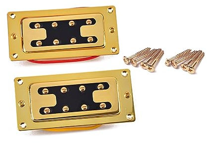 BESTonZON 2 Pièces 4 Cordes Humbucker De Guitare Micro à Double Bobine Micro à Double Rail Micro Basse Micro Guitare Électrique Micro Guitare Acoustique Micro Simple Bobinage Golden