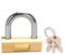 Tradineur - Candado de latón con 3 llaves, arco bajo de acero endurecido, máxima seguridad, cierres fincas, vallas, puertas, garajes, interior y exterior - 80 mm