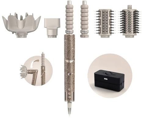 Shark FlexStyle Sparkle Limited Edition Champagne Diamond 5-in-1 HD446JSUK | Air Styler & Hair Dryer: Auto-Wrap Curlers, Paddle Brush, Oval Brush, Concentrator, Diffuser, Storage Case, No Heat Damage