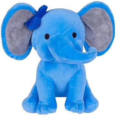 AOLIAY Blau Elefant Stofftiere mit Schleife,Kawaii Elefanten Tier Plüschpuppe,25cm Cartoon Elefant Spielzeug Plüschtiere Kuscheltier,Weich Plüschtier für Kinderzimmer Schlafzimmer Heimdekoration