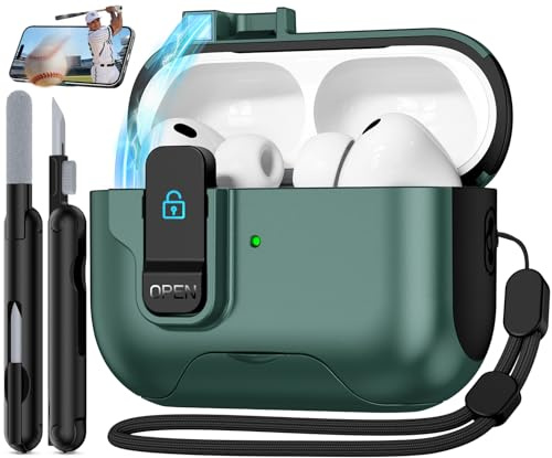 MCTOPZO Compatible with AirPods Pro 3 2025 Case with Phone Stand & Cleaning Kit,Magnetic Automatic Lock Design Cover for Air pods Pro 3rd-(Light Green)