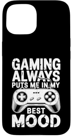 Custodia per iPhone 15 Gaming Always Puts Me In My Best Mood Funny Gamers Vintage