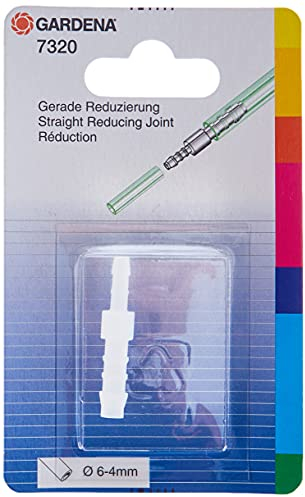 Gardena Reduzierstück: Schlauchverbinder aus Kunststoff, zur Schlauchverbindung von 6 mm- und 4 mm-Schläuchen, weiß (7320-20)