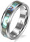 JewelryWe Schmuck 6mm Breite Damen-Ring Wolframcarbid Ring mit Seeohr Inlay Engagement Hochzeit Band Größe 61