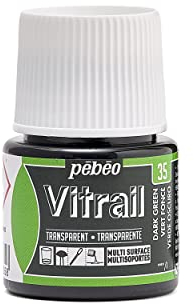Pebeo Vitrail Vidriera (Cristal, Efecto Pintura para Telas claras (45 ml), Color Verde Oscuro, Verde Oscuro