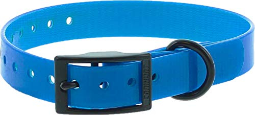 Collier chien bleu polyuréthane 45 cm boucle double, gravable (voir les détails)