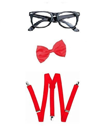 Nerd Fliege und Brille, Hosenträger-Kostüm