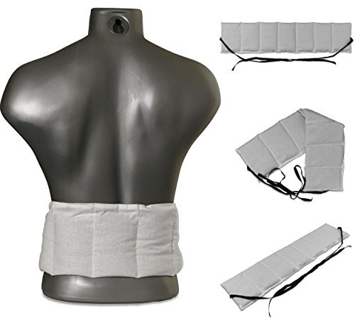 Körnerkissen 7-Kammer mit Band, 65x15 weiß. Wärmekissen mit Weizen zum Umbinden, Weizen