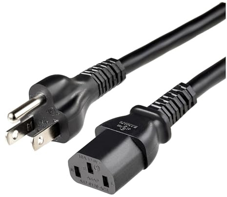 Amazon Basics PC Power Cord, 25 feet, AC Power Cord for Monitor, Computer, TV, 3 Prong, 18 AWG, 125 Volts, Black