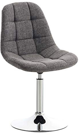 CLP Lounger Emil mit Stoffbezug, Esszimmerstuhl mit gestepptem Sitz, Drehstuhl mit Trompetenfuß in Chromoptik, Farbe:hellgrau
