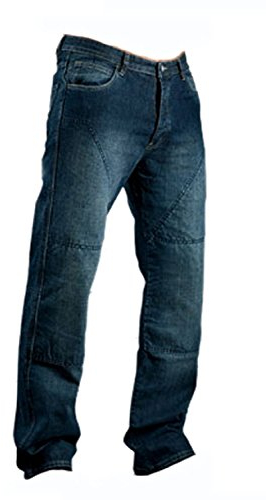 Juicy Trendz Herren Motorradrüstung Biker Motorrad Denim Hose Jeans Horn Blau, 34W / 30L, Blau