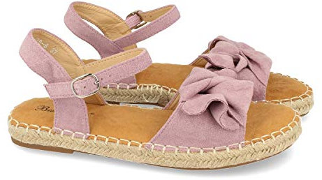 shoes&blues.es Sandalia plana de yute casual con lazo y pulsera ajustable. Coleccion primavera verano. Talla 38 Lila