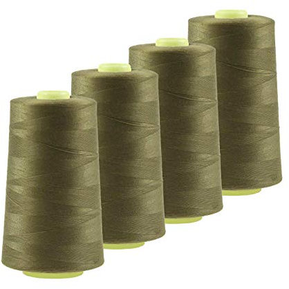 4 x 4572m Qualitäts Overlock-Garn Overlock-Nähgarn Oeko-Tex Farben 661 bis 700, Farbe:A698 olivgelb