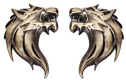 Gcroet 1pair Personifizierte Autoaufkleber Metall Wolf Aufkleber Kreative Wolf-Kopf-Totem-abziehbilder Wolf Emblem-Aufkleber-Auto-Dekoration-Aufkleber Autoteile (Bronze)
