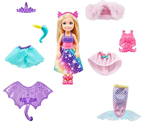 Barbie GTF40 - Dreamtopia Chelsea Meerjungfrau-Puppe Ankleideset mit 12 modischen Teilen, Geschenk für Kinder von 3 bis 7 Jahren