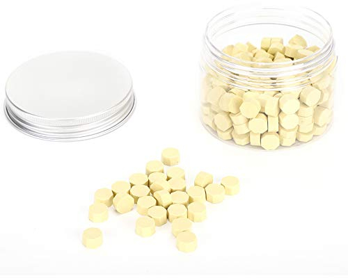 200 Stück Siegelwachs Perlen Set Gelb Vintage Siegel Wachssiegel Achteckige Wachsperlen für Briefumschläge, Hochzeit Karten, DIY Geschenkbox Dekoration