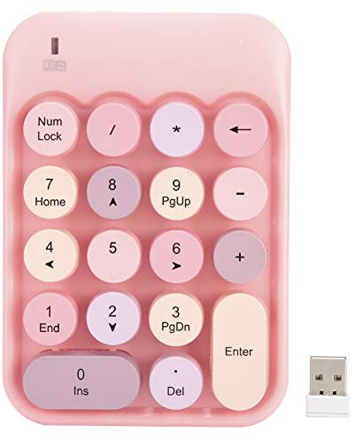Sxhlseller Tastiera numerica wireless Tastiera cioccolato per cambio direzione gioco AK18 2.4G per XP / / / / IOS(Rosa)