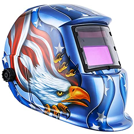 AMTAST Sonnenenergie Schweißhelm Automatik mit breiter Linse Verstellbarer Schattenbereich 4/9-13 für Schweiß-Schleifmaske Blue Eagle Design AST02