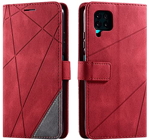 Vankii Kompatibel mit Huawei P40 Lite Hülle, Flip Wallet Handyhülle PU Leder Brieftasche Tasche Case Stoßfeste Schutzhülle [Kartenschlitzen] [Magnetverschluss] [Standfunktion] (Rot)