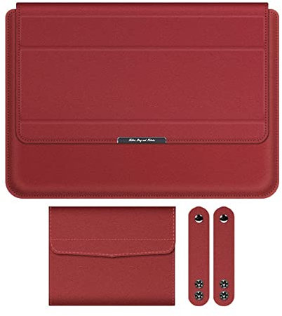 Cicilin Soft PU Leather Laptop Sleeve Case Laptop 2 in 1 Bracket Inner Bushing with Stand Function Compatible 13-14 inch Laptops (Red)