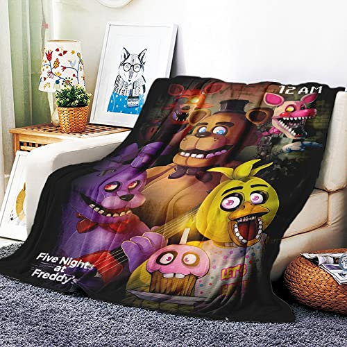 VOZMIO Five Nights at Freddy's Hochwertige Warme Weiche Flanell Plüsch Auf Der Schlafsofa Decke Geeignet Für Klimaanlage Decke Nap Decke (150x200cm (60x80in))