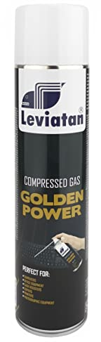 LEVIATAN Golden Power Spray à Air Comprimé 600 ml Purificateur D'air Comprimé Parfait pour le Nettoyage du Clavier et de L'ordinateur Très Pratique
