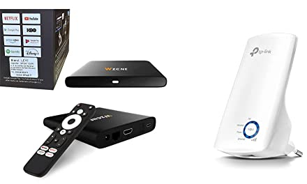 Leyf 4K UHD Android TV Box Original Licensed by Google LLC and Netflix, Disney, Prime Video WiFi & TP-Link TL-WA850RE WLAN Verstärker Repeater(300 Mbit/s, WLAN Verstärker) weiß