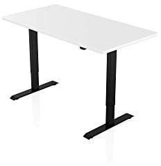 - AGIL - Elektrisch Höhenverstellbarer Schreibtisch - Schwarzes Gestell mit Einzelmotor & Weißer Tischplatte - 140 x 70 cm - stufenlos verstellbar - Ergonomischer Sitz-steh-Schreibtisch