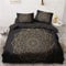 Luowei Boho Bettwäsche 155x220cm Schwarz Gold Mandala Muster Bettwäsche Set Mikrofaser Vintage Bohemian Deckenbezug mit Reißverschluss + 2 Kissenbezug 80x80cm