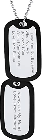 Supcare Personalisierte Kette Herren Halskette Dog Tag Kette Gravur Doppel Silikon Anhänger Erkennungsmarke Hundekette Edelstahl Militär Armee Kette Hund Necklace Modeschmuck für Weihnacht