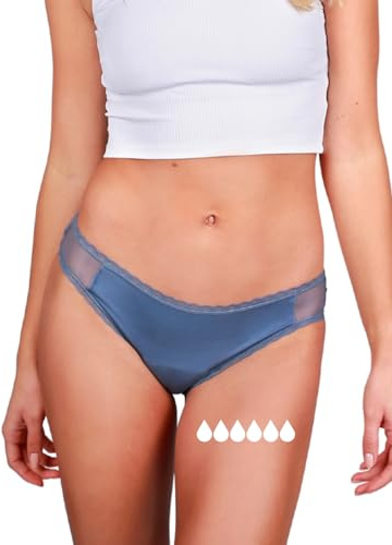 Lady Ultra, Periodenunterschwäche Damen, Menstruationsslips, Periodenslip | Ersetzt bis zu 6 Tamponwechsel, sehr starke Tage und Nacht, mit Spitze, Bio-Baumwolle, PFAS-frei, vegan, Periodenunterwäsche