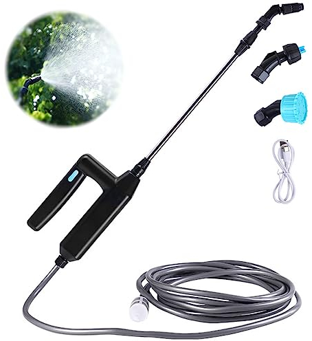 DOUBFIVSY Pulverizador Eléctrico para Plantas, Pulverizadores Inalámbricos con 3 Boquillas Regulable y 5M Manguera, USB Recargable, Pulverizador para Jardín y Lavado de Coches (7.2V Pulverizador)