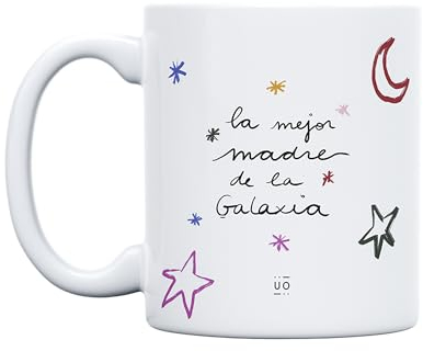 UO Taza de Regalo con Mensaje La mejor madre de la galaxia, regalo día de la madre, regalo para mamás, regalo para madres, 350 ml, Cerámica,