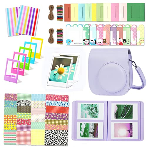 Leebotree Instantané Caméra Accessoires Compatible avec Instax Mini 12 Appareil Photo, Le Package Comprend Housse de Caméra,Album, Cadres, Autocollant de Bord and Coin (Violet Lilas)