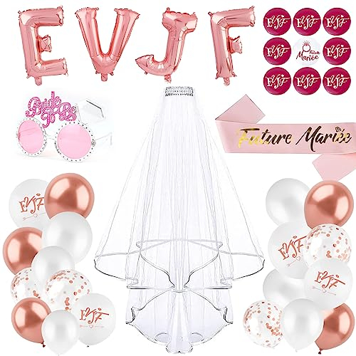 UNIVERTEN Junggesellinnenabschied Accessoires JGA-Kit, JGA-Zubehör, Luftballon-Dekoration, Bride to Be Dekoration, EVJF-Luftballons, Junggesellenabschied, Zubehör für JGA-Dekorationen