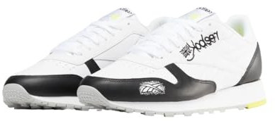 Reebok Classic Leather 001, Zapatillas de Deporte Unisex adulto, Cblack Ftwwht Aciyel, 42 EU