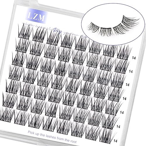 LZM Einzelne C Curl Wimpern 8-14mm Natürlicher Look - Falsche Lashes DIY Extensions Zum Selbermachen - Cluster Lashes (wishes-14mm)