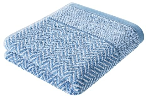 herzbach home Handtuch Duschtuch 100% Baumwolle Gemustert (Blau/Weiß, Duschtuch 70x140 cm)