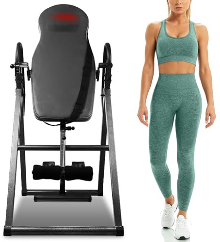 RIEJIN Inversionstabelle für Rückenschmerzlinderung, Krafttraining-Inversionsausrüstung mit justierbarer Schutzgurt-Rücken-Stretcher-Maschine
